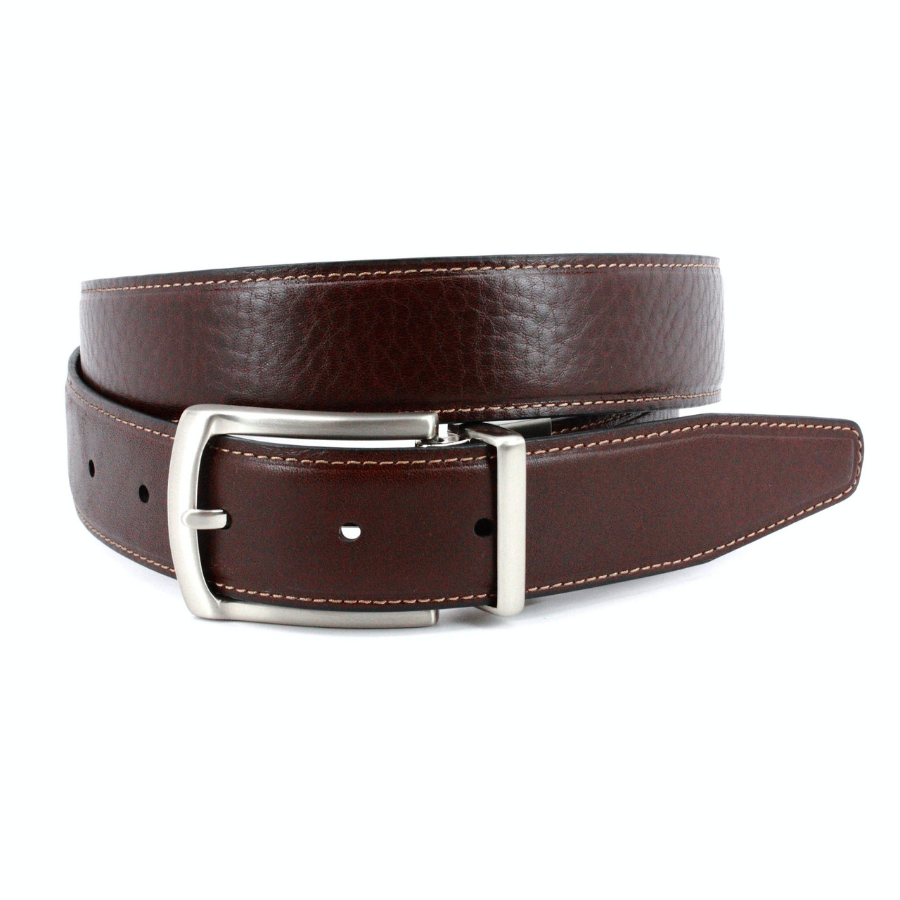 Pebbled Veal to Burnished Veal - Reversible Belt Black to Cognac