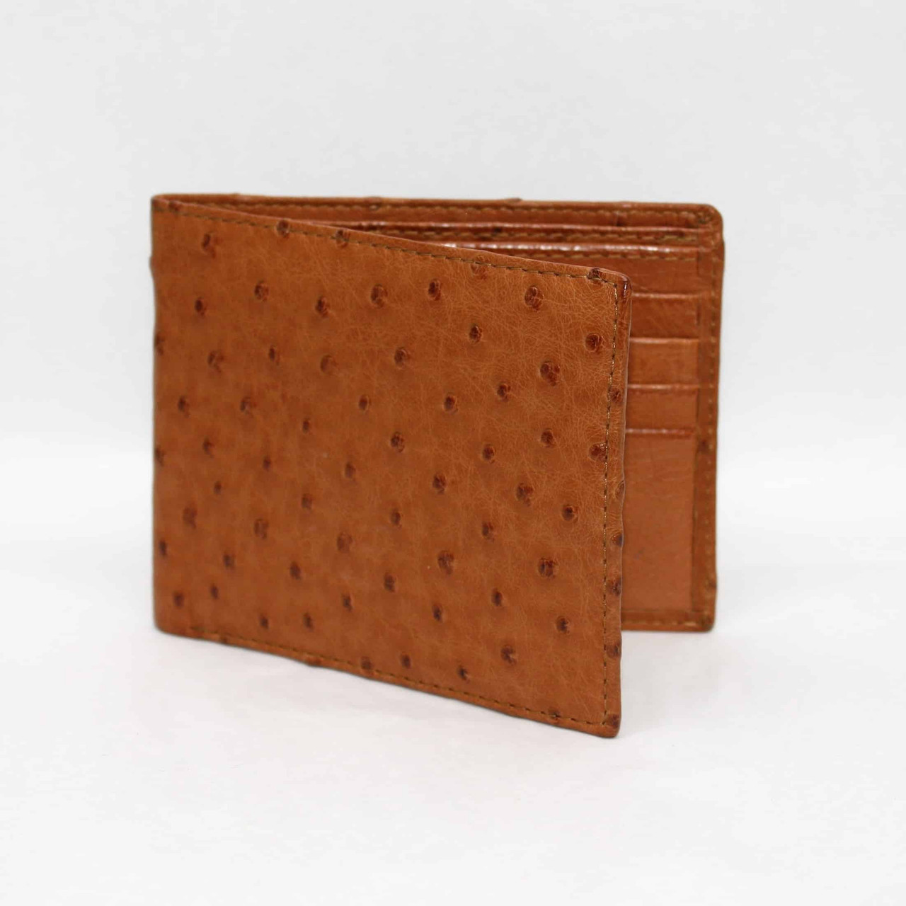 Genuine Ostrich Billfold Wallet - Saddle