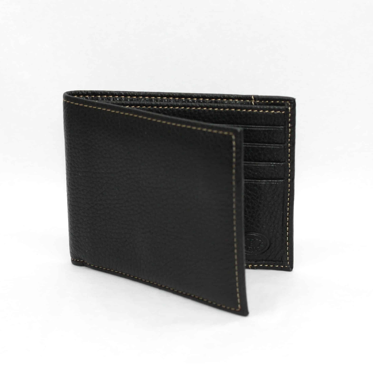 Tumbled Glove Leather Billfold Wallet - Black