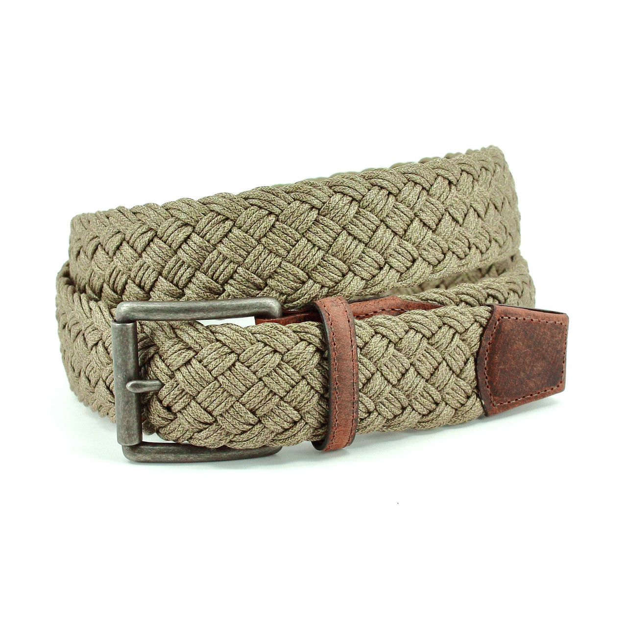 Italian Woven Waxed Cotton Belt - Olive