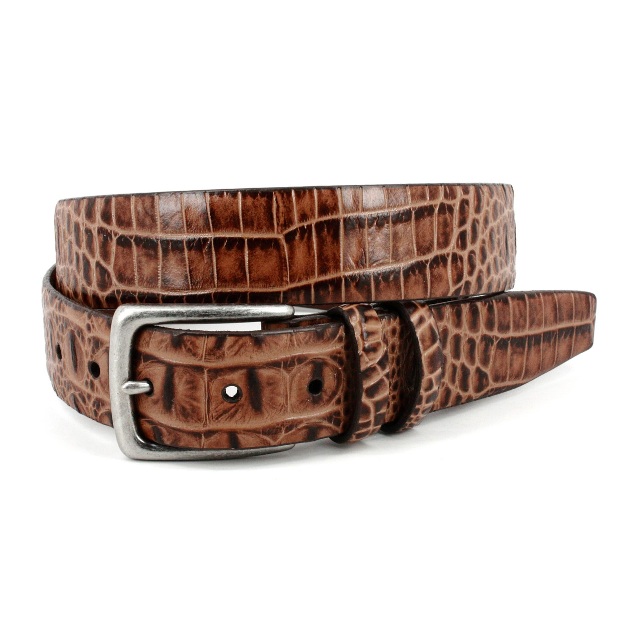 35mm Hornback Crocodile Embossed Calfskin Leather Dress Casual