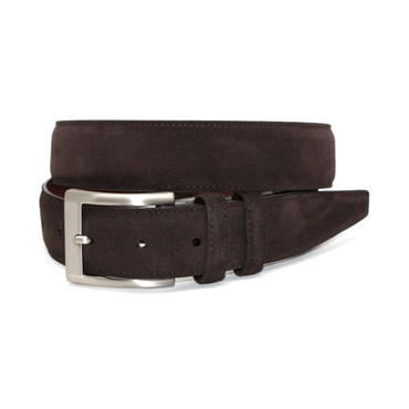 Italian Suede Calfskin Belt in Brown