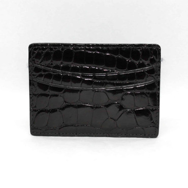 Genuine Alligator Business Card Case with Calfskin lining in Black