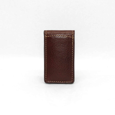 Italian Tumbled Full Grain Glove Leather Magnetic Money Clip in brown