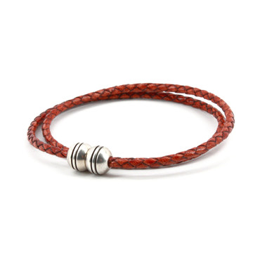 Braided Harness Leather Double Wrap Bracelet in Whiskey