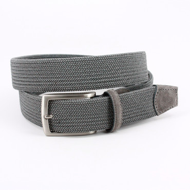 Italian Tubular Woven Rayon Elastic Casual Belt in Grey