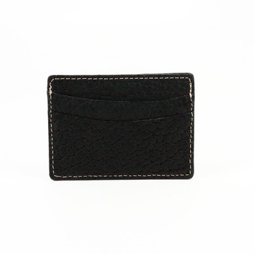 Genuine American Bison Leather Card Case in Black