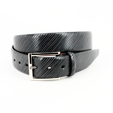 Torino Burnished Tumbled Leather Belt Black & Brown - John's Tuxedos