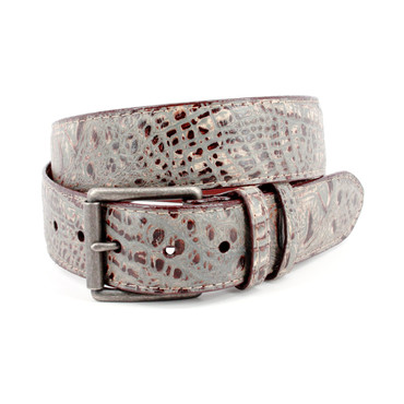 Taupe Washed Crocodile Embossed Calfskin Casual Belt
