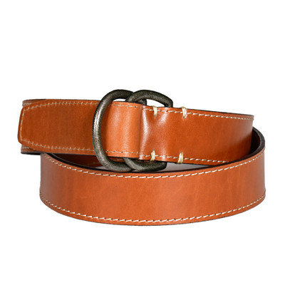 Burnished Waxy Bridle Leather Belt in Black