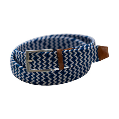 Game Day Italian Woven Stretch Belt in Blue and White