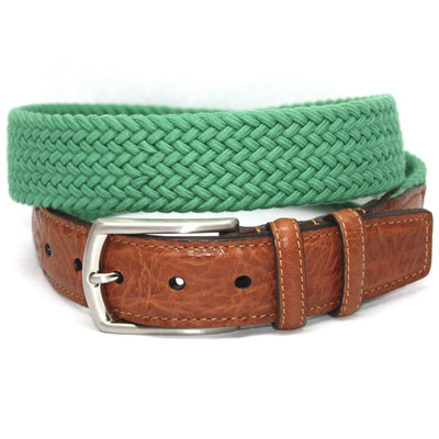 Italian Woven Cotton Elastic Belt - Dark Green Italian Woven Cotton Elastic Belt - Dark Green