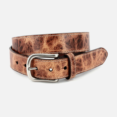 Italian Distressed Shrunken Calfskin Belt in Cognac