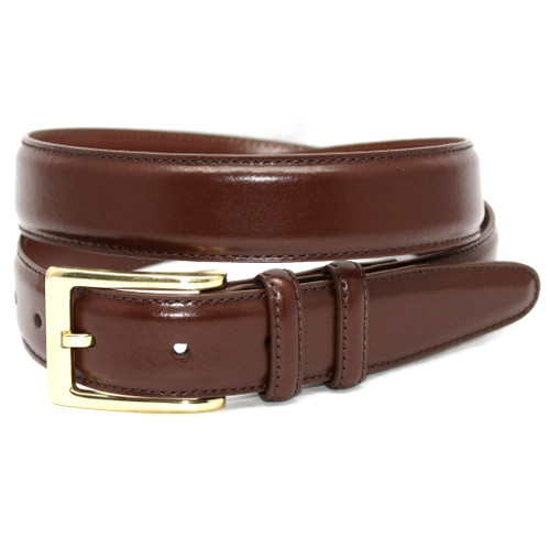 Tan Antigua Leather Dress Belt with brass buckle