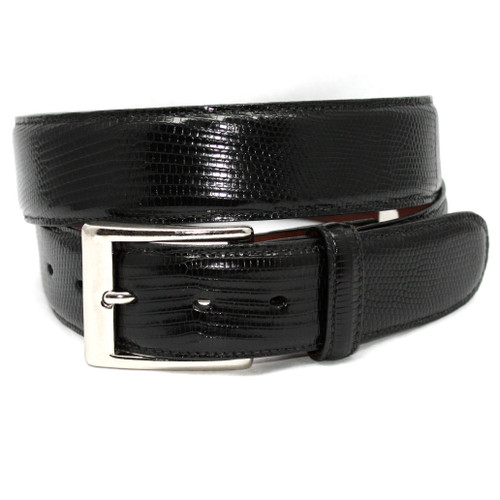 Big and Tall Genuine Lizard Belt in Black