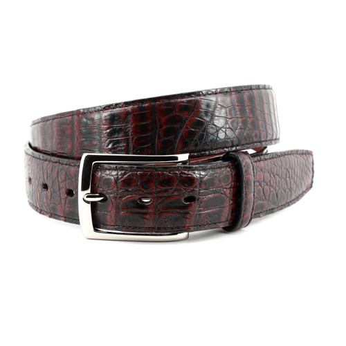 Black Cherry Genuine South American Caiman Belt