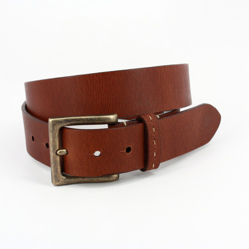 Waxed Harness Leather Casual Belt in Tan