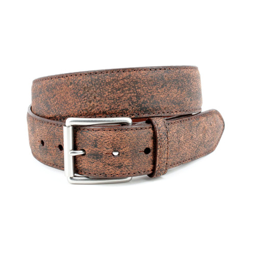 Genuine African Cape Buffalo Skin Belt in Antique Cognac