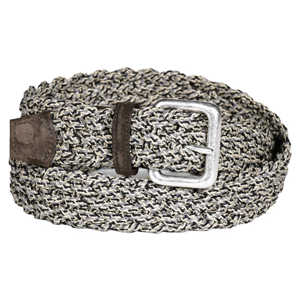 Italian Multicolored Woven Cotton Belt in Grey Multi