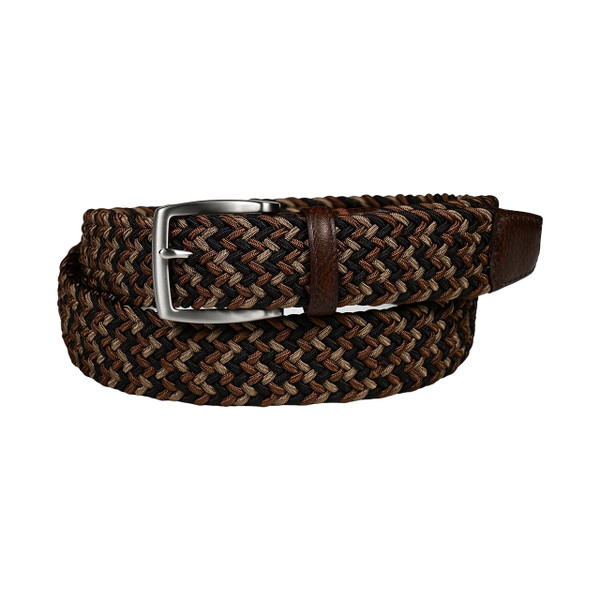 Italian Woven Rayon Stretch with Dark Brown Tabs Casual Belt in Brown Multi Italian Woven Rayon Stretch with Dark Brown Tabs Casual Belt in Brown Multi