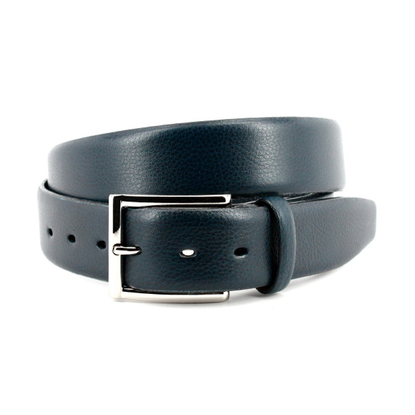 Navy Italian Glazed Milled Calfskin Dress Belt