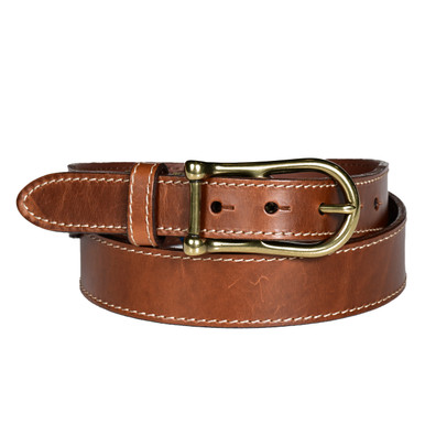 Burnished Waxy Bridle Leather Belt in Copper Tan
