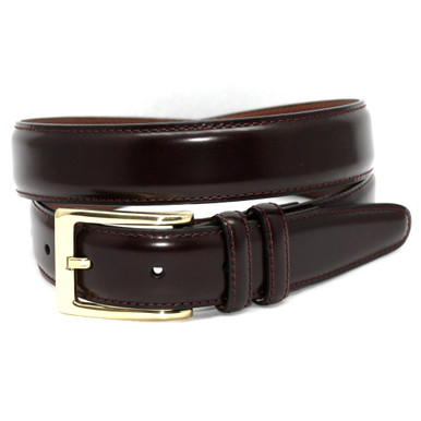 Big & Tall Antigua Leather Dress Belt in Burgundy display picture 2