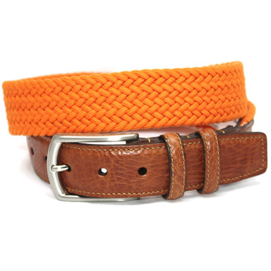 Braided stretch Belt elastic multicolor Orange Red | Acciaio®