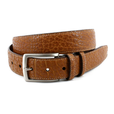 Genuine American Bison Leather Belt in Saddle