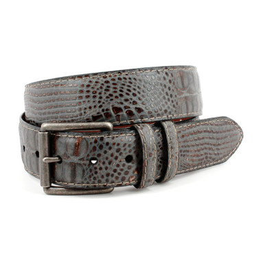 Cognac Italian Leather Belt With Nickel Roller Buckle