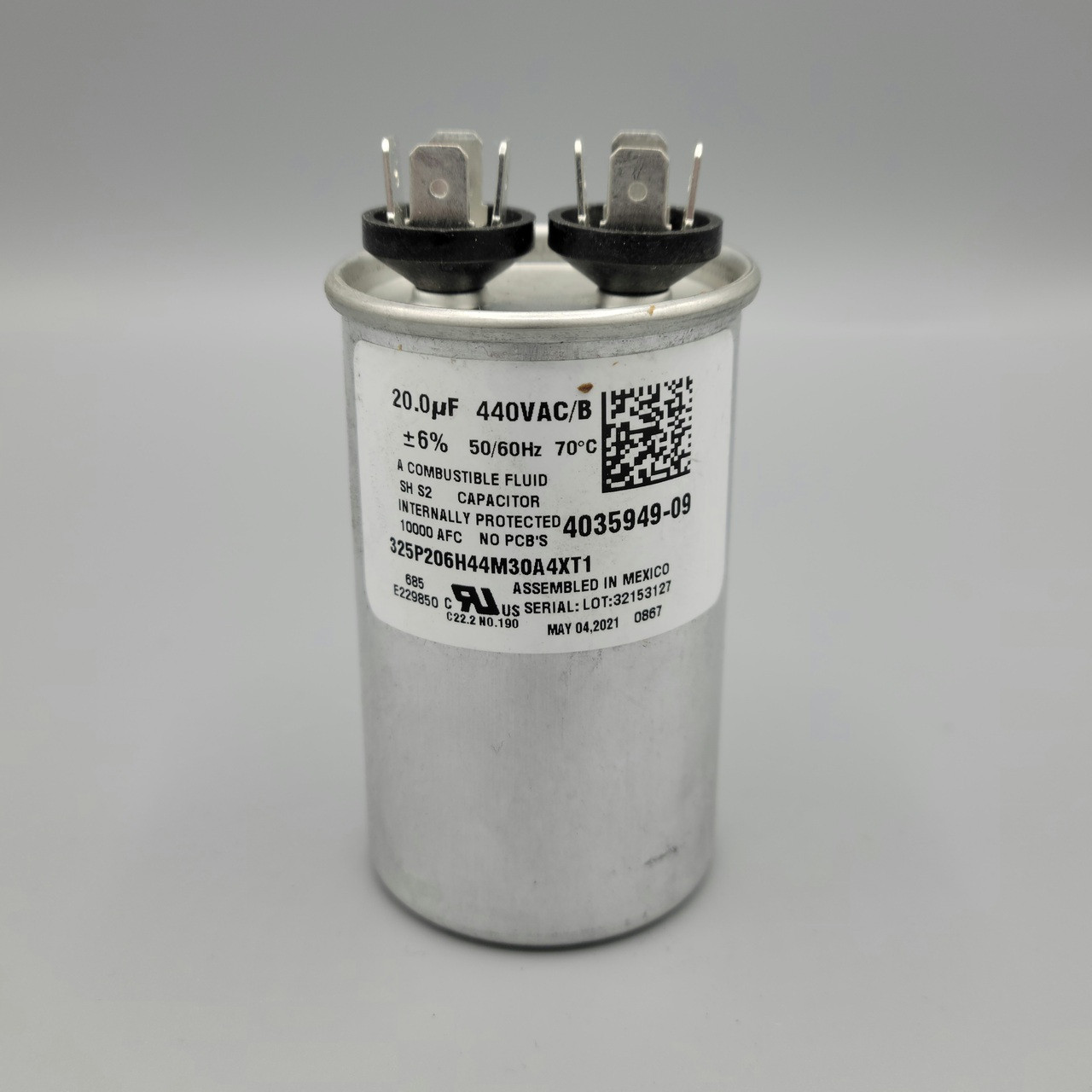 165 Dual) Capacitor, Run, 25 MFD, 440V - BTR Equipment Services