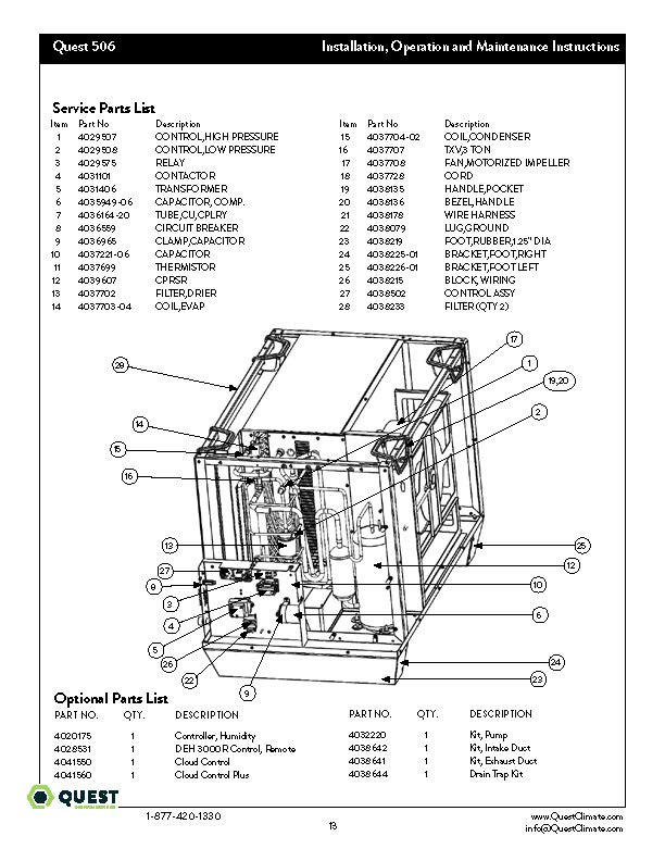 Dehumidifier Parts Quest Dehumidifiers Quest 506 BTR Equipment