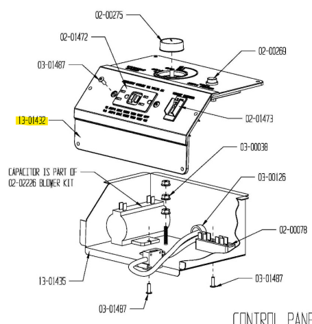 Frame for Control Panel HEPA 500, 3 PC ABS BLK, Part Number: 115071 (Previously: 13-01432)