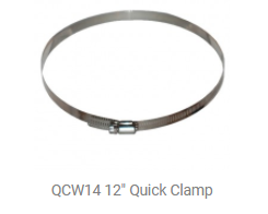 Copy a Product - Quick Clamp to 14” dia., stainless steel, worm drive, quick adjusting, Part Number: QCW14
