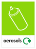 PCA4A - Large, A4 sticker with white outline of a spray can on lime green background, featuring recycling logo and aerosols text