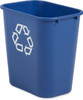 Rubbermaid Rectangular Wastebasket with Recycling Logo - 26.6 Ltr - Blue - FG295673BLUE