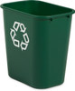 Rubbermaid Rectangular Wastebasket with Recycling Logo - 26.6 Ltr - Green - FG295606GRN