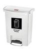 Rubbermaid Slim Jim Front Step Pedal Bin with A4 General Waste Sticker - 30 Ltr - White - BU1883555GW