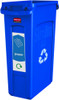 PC115P - Narrow Paper recycling sticker attached to the front of a blue Slim Jim bin