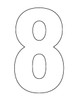 PCNUM08 - A generously sized white sticker of the number 8