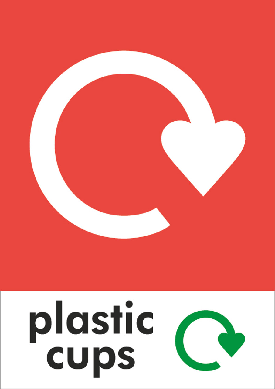 A4 Recycling Bin Sticker - Plastic Cups - PCA4CU