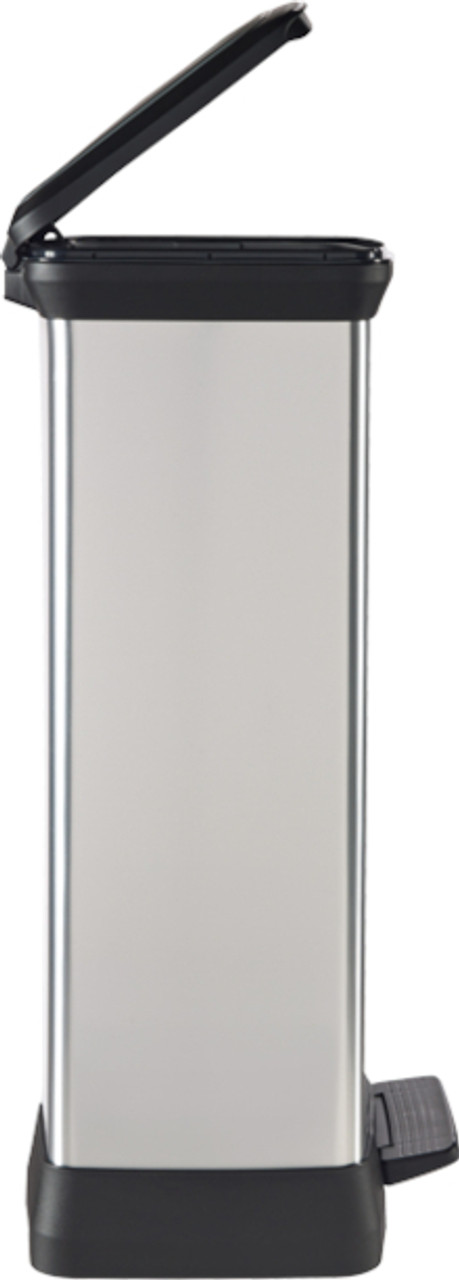 226635 - Curver Deco Rectangular Pedal Bin side-on picture that shows the profile of the bin and space required for pedal