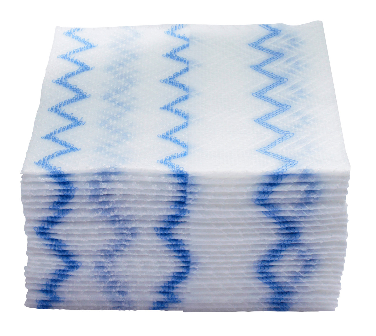 2136053 - Rubbermaid Disposable Microfibre Cloth - Blue - Zig-zag scrubbing pattern capable of effectively removing dirt, debris, grime and stubborn stains