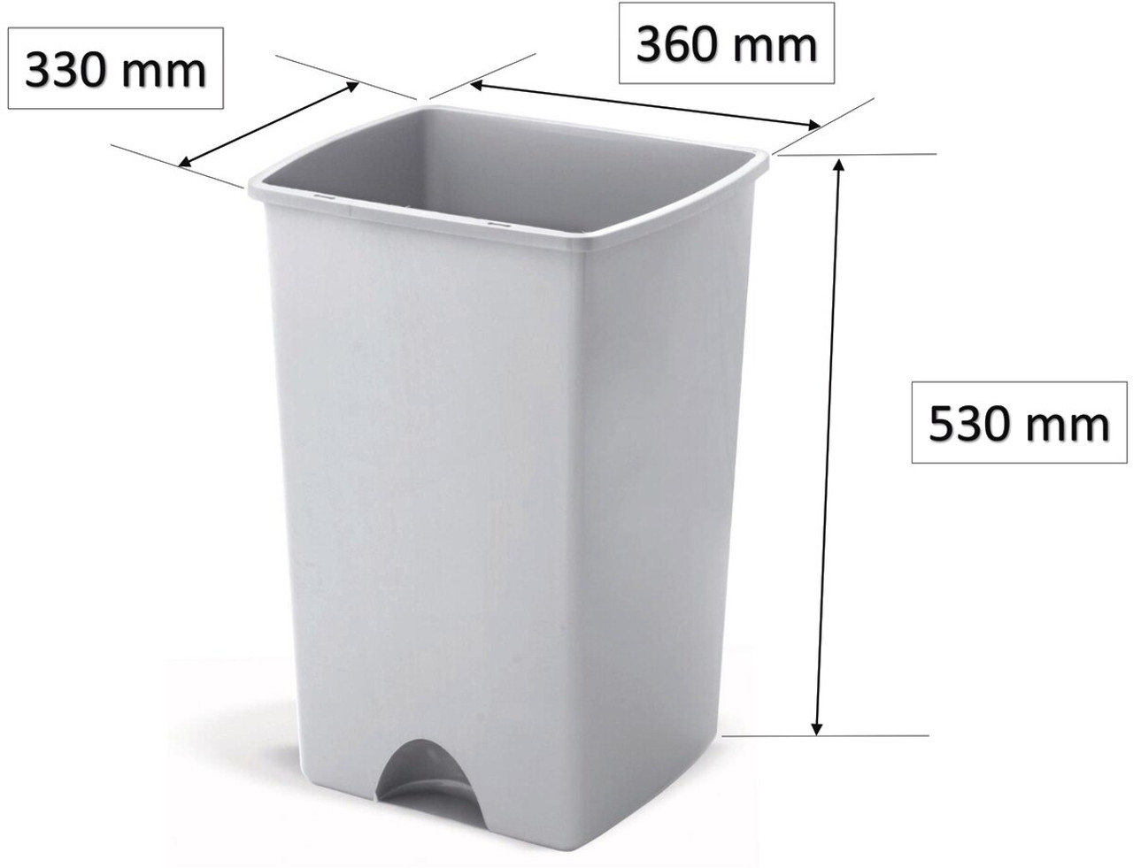 510711 - Addis Bin Base - 50 Ltr - Metallic - Dimensions