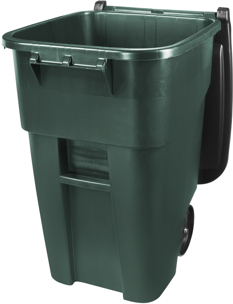 1829411 - Green Rubbermaid BRUTE Rollout Container with lid open