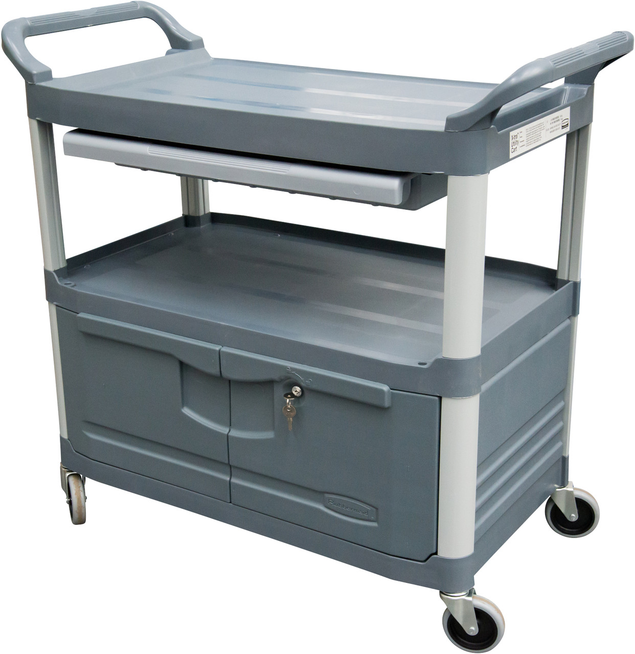 FG409400GRAY - Rubbermaid X-Tra Cart with Drawer & Cabinet - Grey