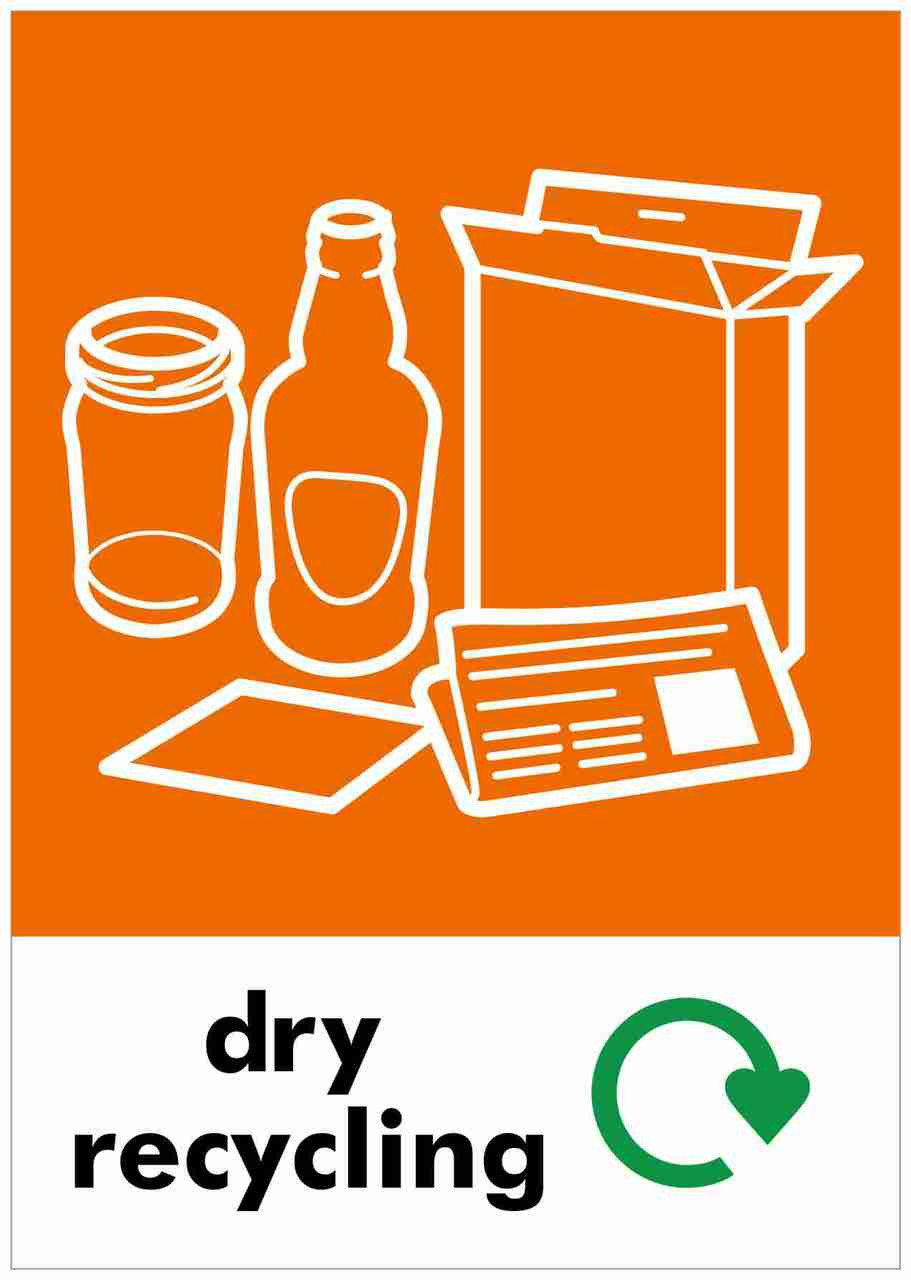 A4 Recycling Bin Sticker - Dry Recycling - PCA4DR