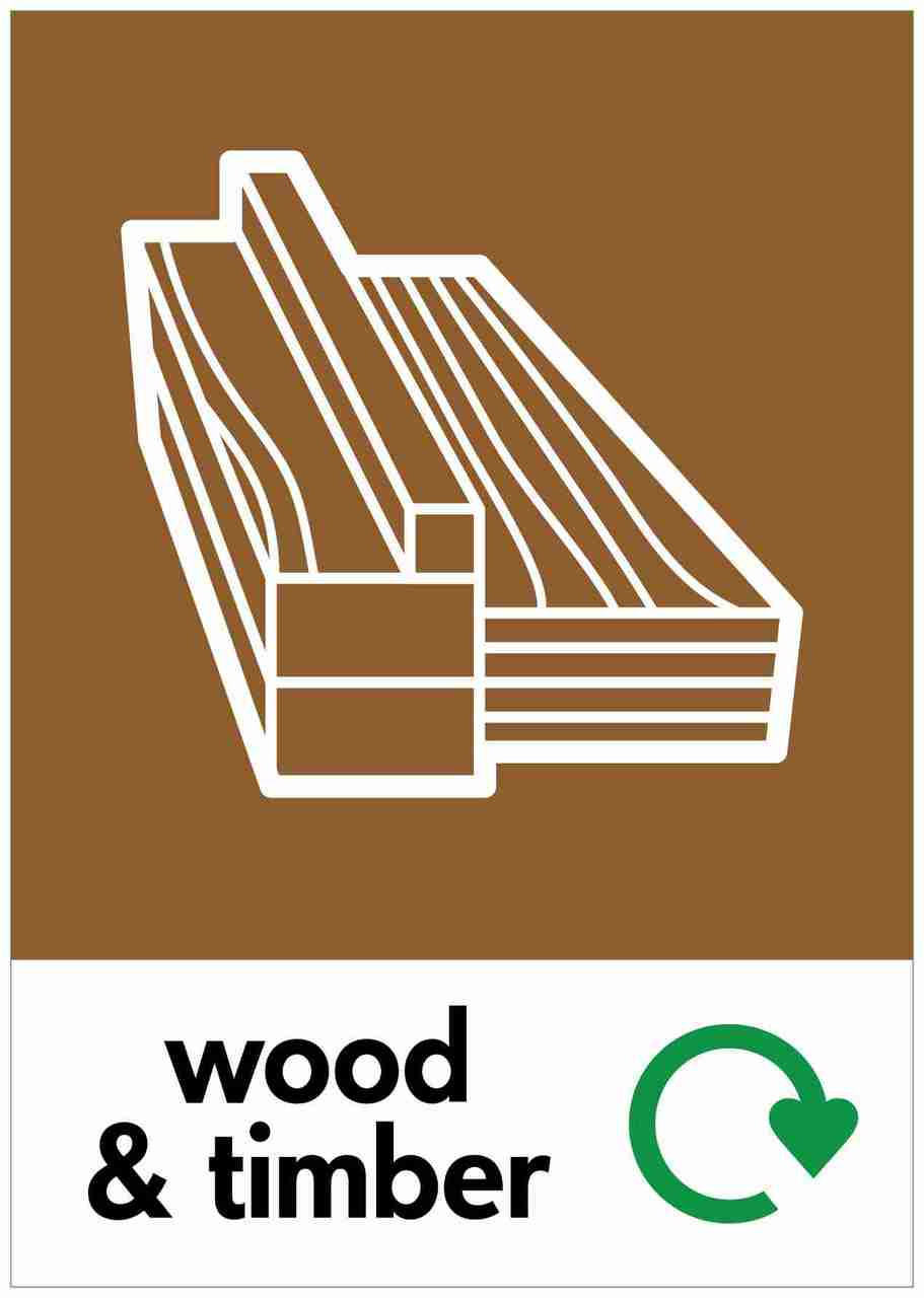 A4 Recycling Bin Sticker - Wood & Timber - PCA4WT