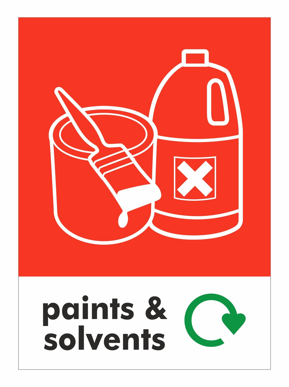 A4 Waste Bin Sticker - Paints & Solvents - PCA4PS