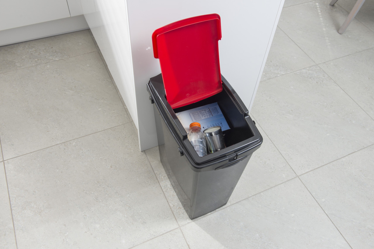 517618 - Addis Recycling Bin Lid - 40 Ltr - Red - Lift-up lid can be positioned to stay open